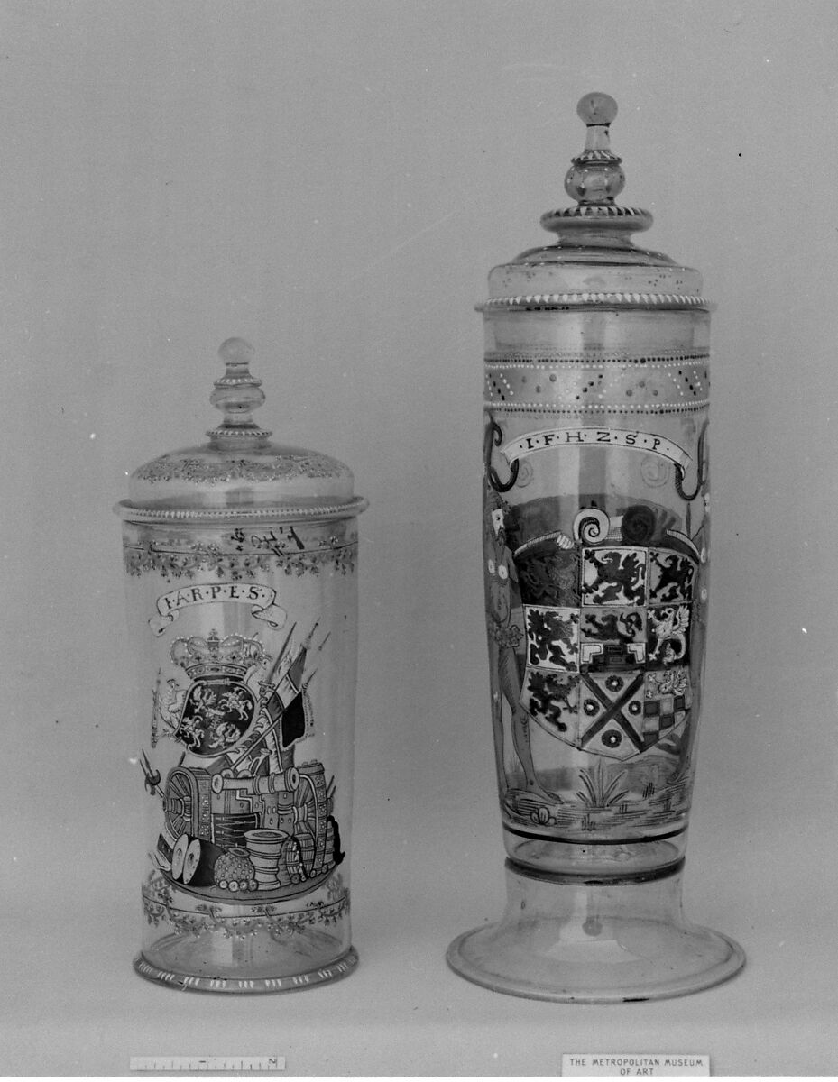 Beaker with cover, Glass, German, Saxony (Dresden) 