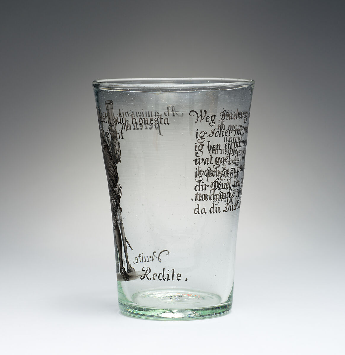 Beaker, Possibly decorated by J. G. Bühler (German, active early 19th century), Glass, German