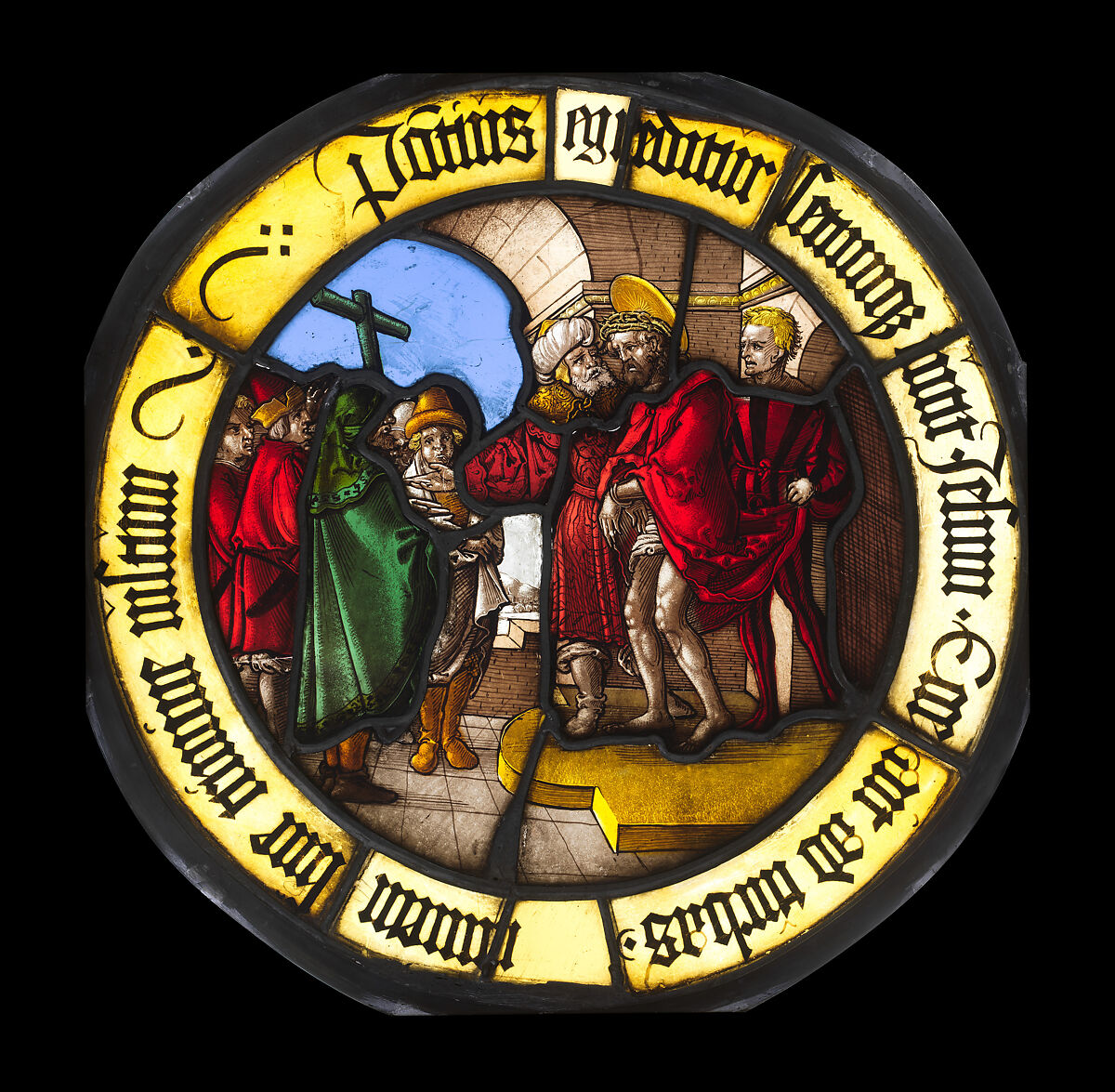 Ecce Homo (one of a pair), After Sebald Beham (German, Nuremberg 1500–1550 Frankfurt), Colorless and pot-metal glass with vitreous paint, German, Nuremberg 