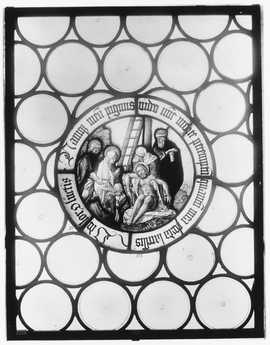 The Deposition, After Sebald Beham (German, Nuremberg 1500–1550 Frankfurt), Colorless and pot-metal glass with vitreous paint, German, Nuremberg