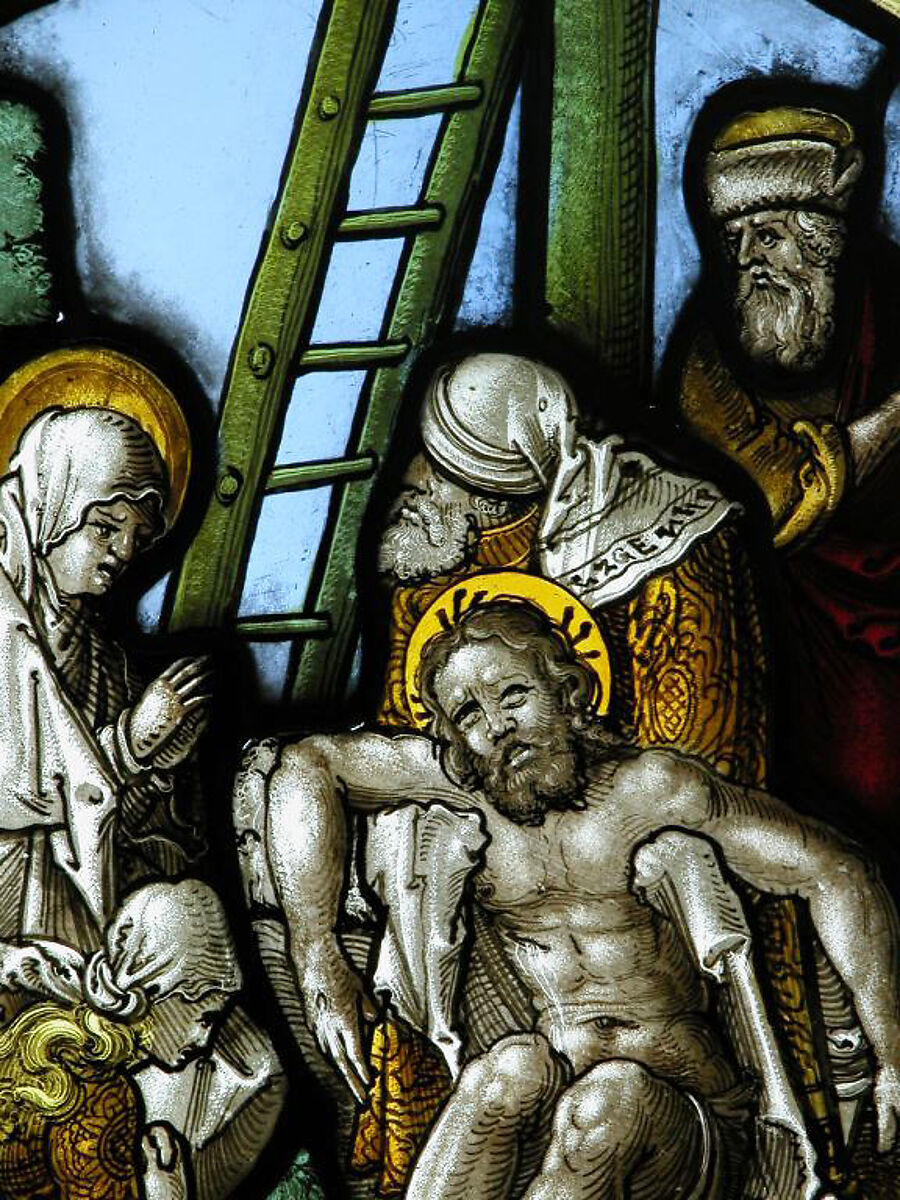 The Deposition, After Sebald Beham (German, Nuremberg 1500–1550 Frankfurt), Colorless and pot-metal glass with vitreous paint, German, Nuremberg