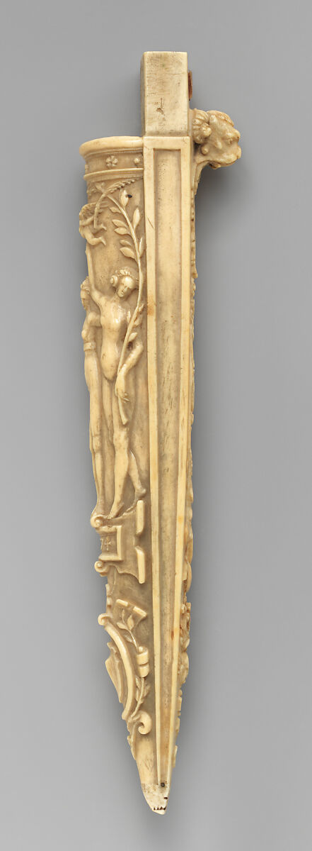Case for knife and sharpener with represntation of the Three Graces, Ivory, French
