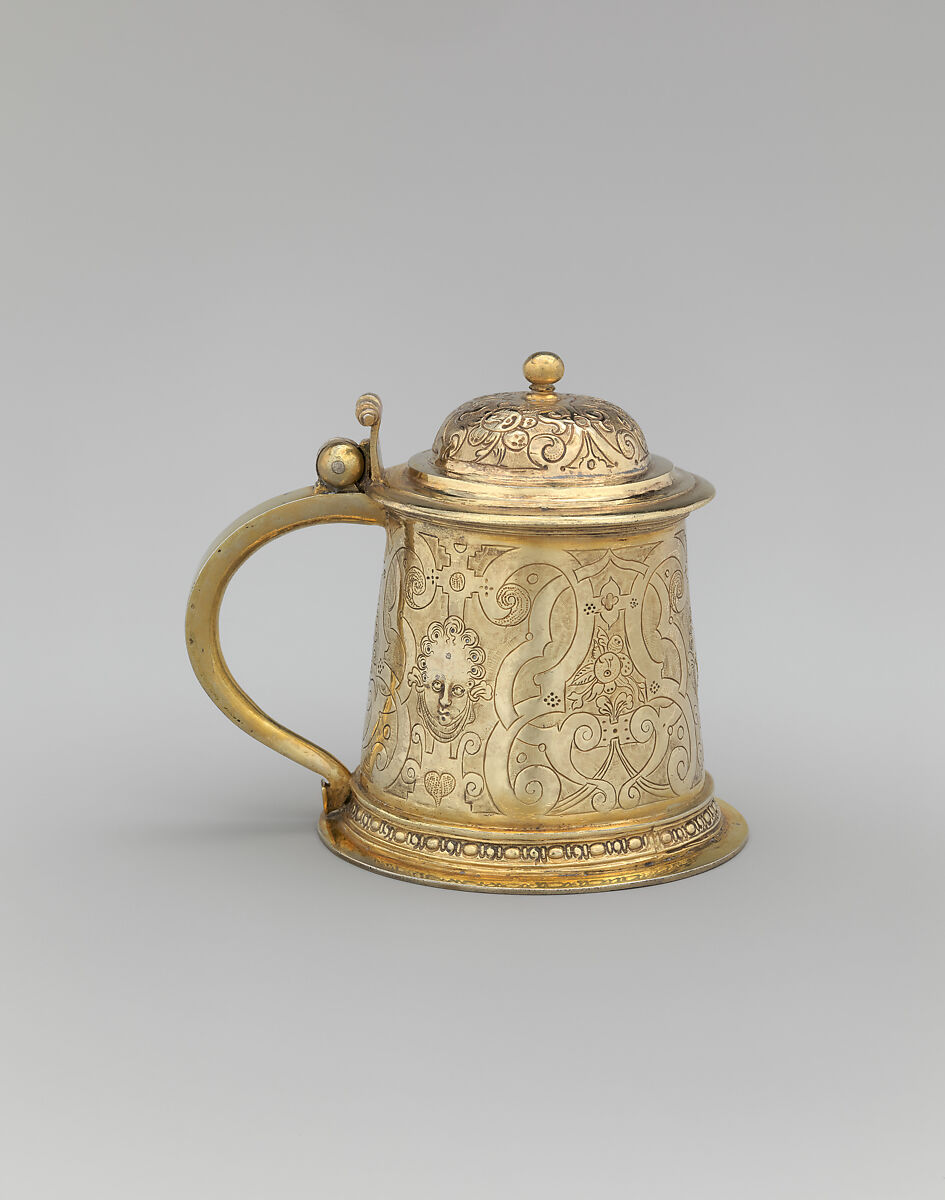 Tankard, Probably Abraham Riederer, the Elder (German, ca. 1546/7–1625), Gilded silver, German, Augsburg