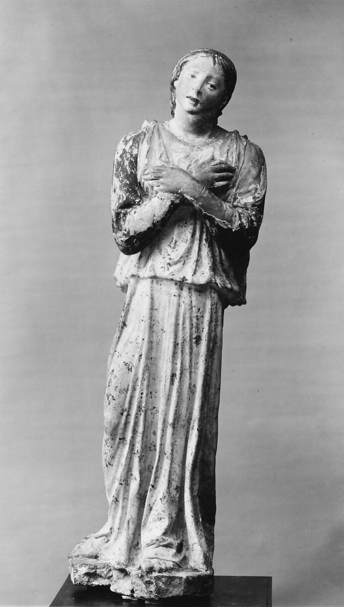 The Angel Gabriel, Possibly by Masseo Civitali (active ca. 1489–1511), Painted and partially gilt terracotta, Italian, Lucca 