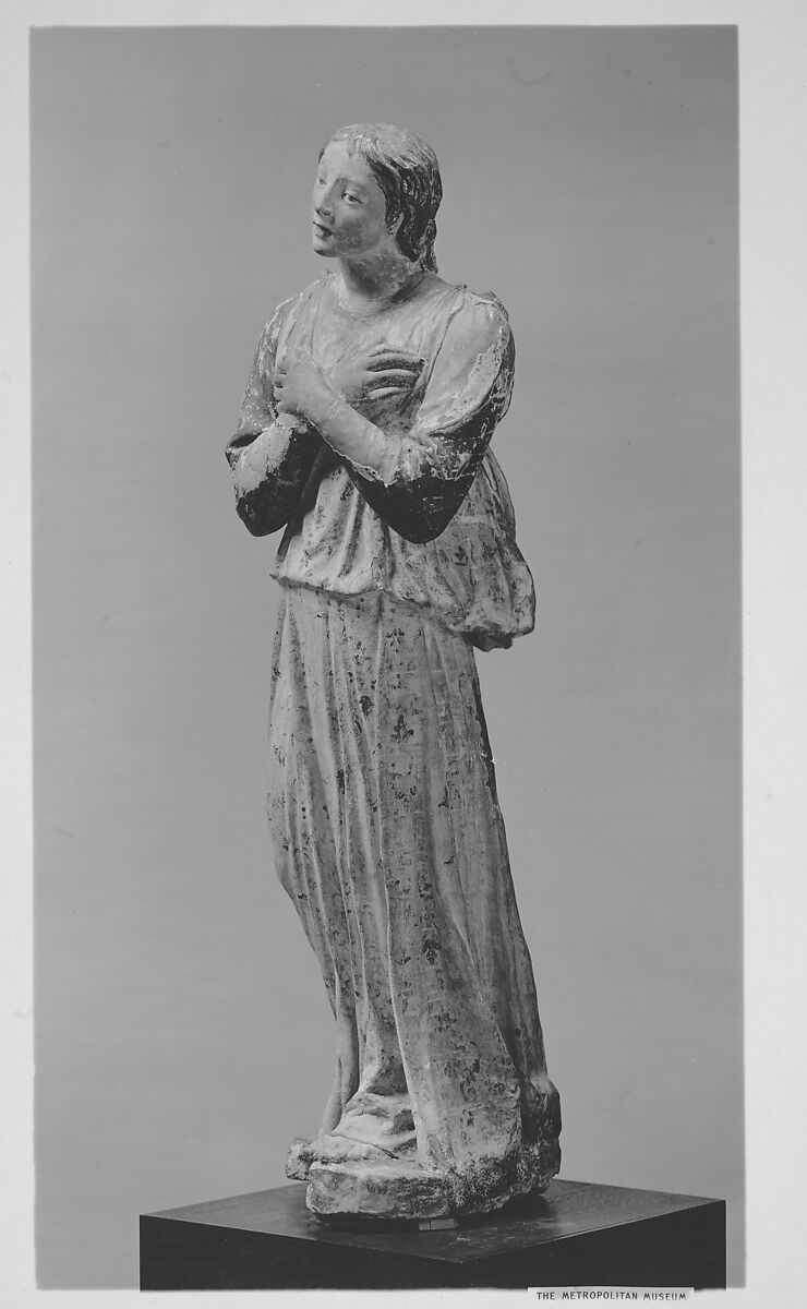 The Angel Gabriel, Possibly by Masseo Civitali (active ca. 1489–1511), Painted and partially gilt terracotta, Italian, Lucca