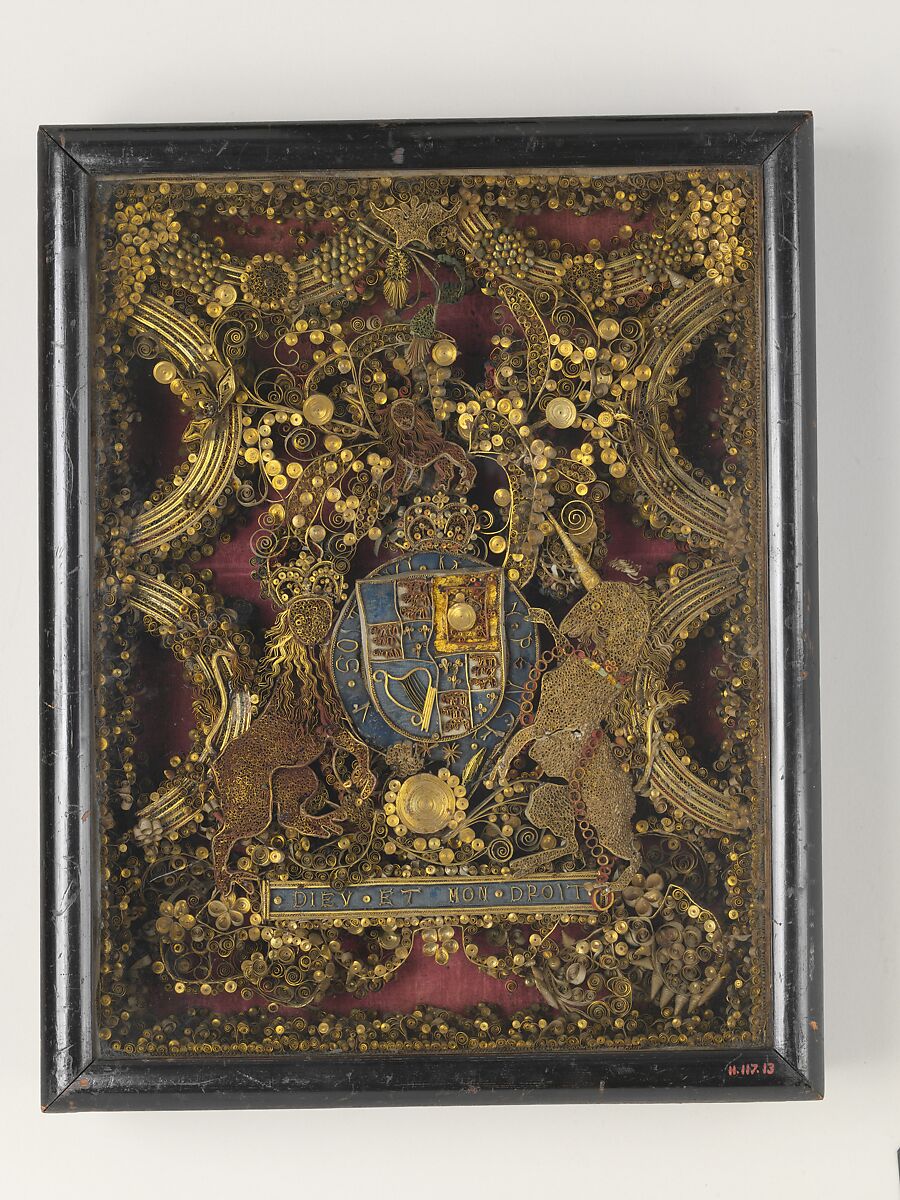 Royal Arms of Great Britain, Rolled cardboard, in frame, British