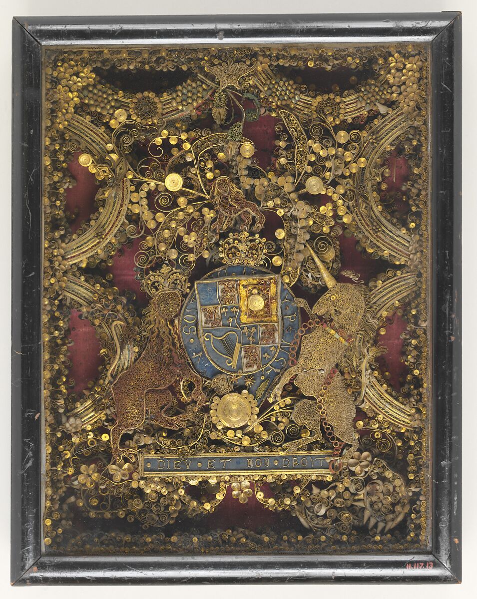 Royal Arms of Great Britain, Rolled cardboard, in frame, British 