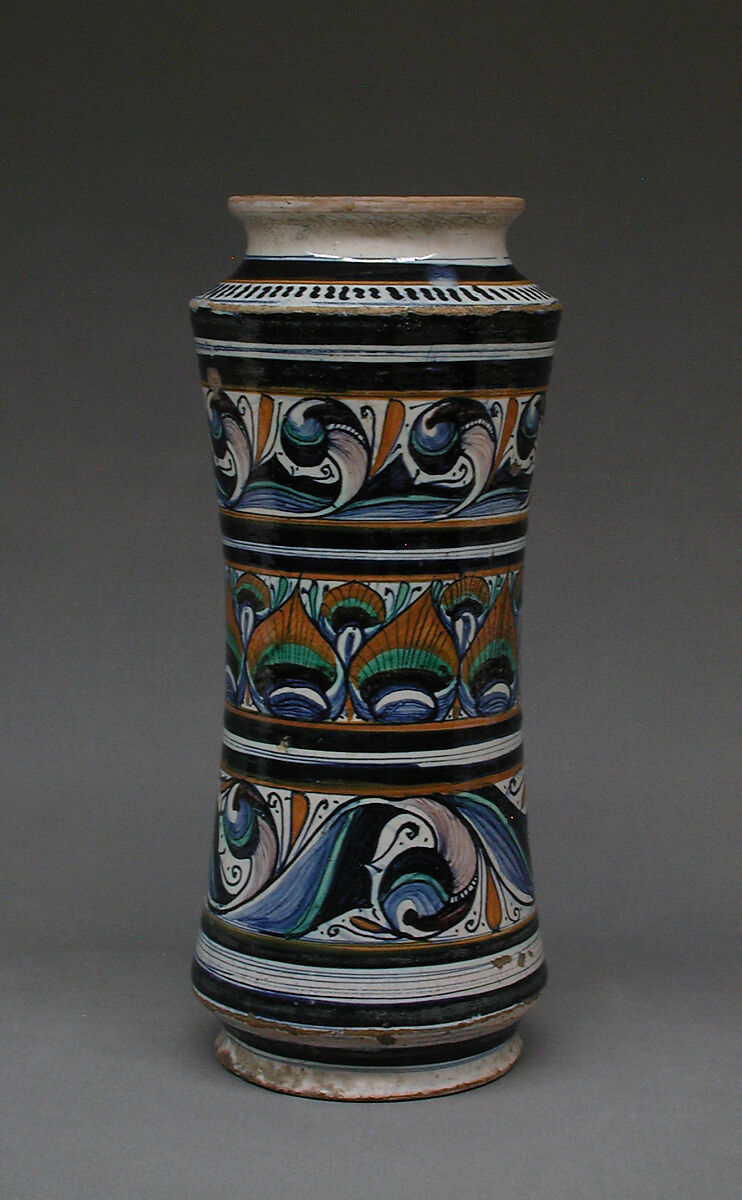 Albarello, Maiolica (tin-glazed earthenware), Italian, Faenza 