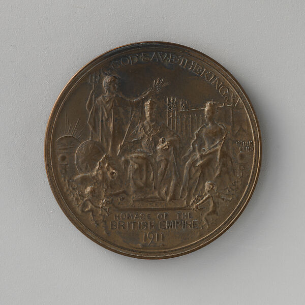 Coronation of King George V and Queen Mary, 1911, Medalist (obverse): Frank Bowcher (British, London 1864–1938 London), Bronze, struck, British