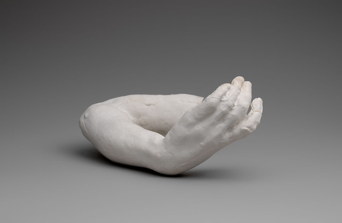 Study of the left hand and arm of Meditation, Auguste Rodin (French, Paris 1840–1917 Meudon), Cast plaster, French