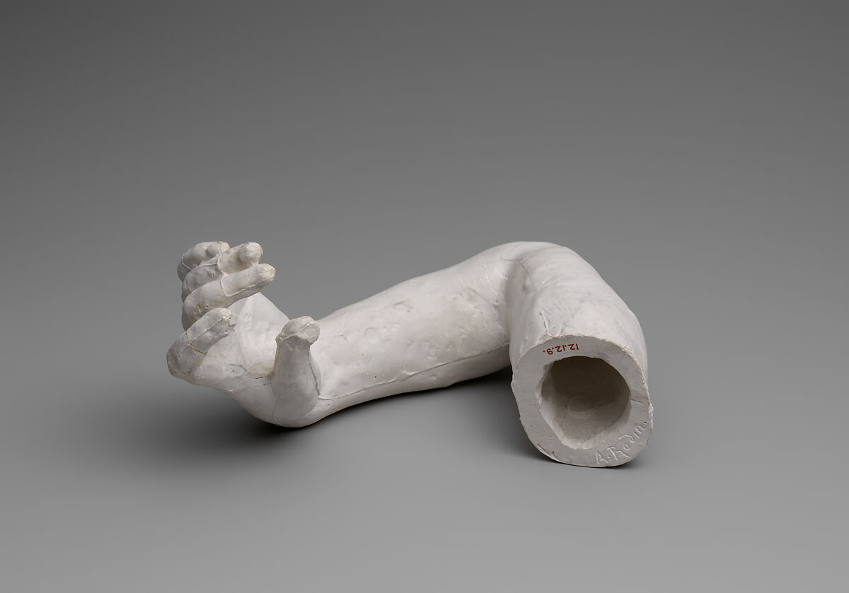 Study of the left hand and arm of Meditation, Auguste Rodin (French, Paris 1840–1917 Meudon), Cast plaster, French