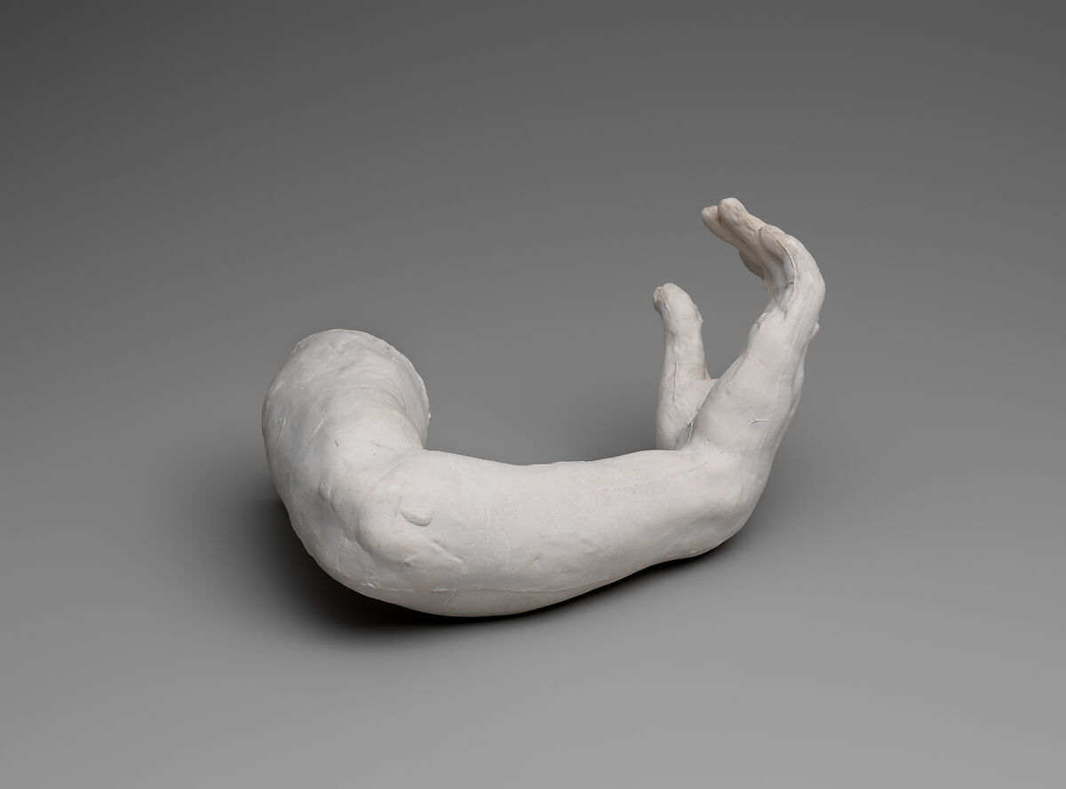 Study of the left hand and arm of Meditation, Auguste Rodin (French, Paris 1840–1917 Meudon), Cast plaster, French 