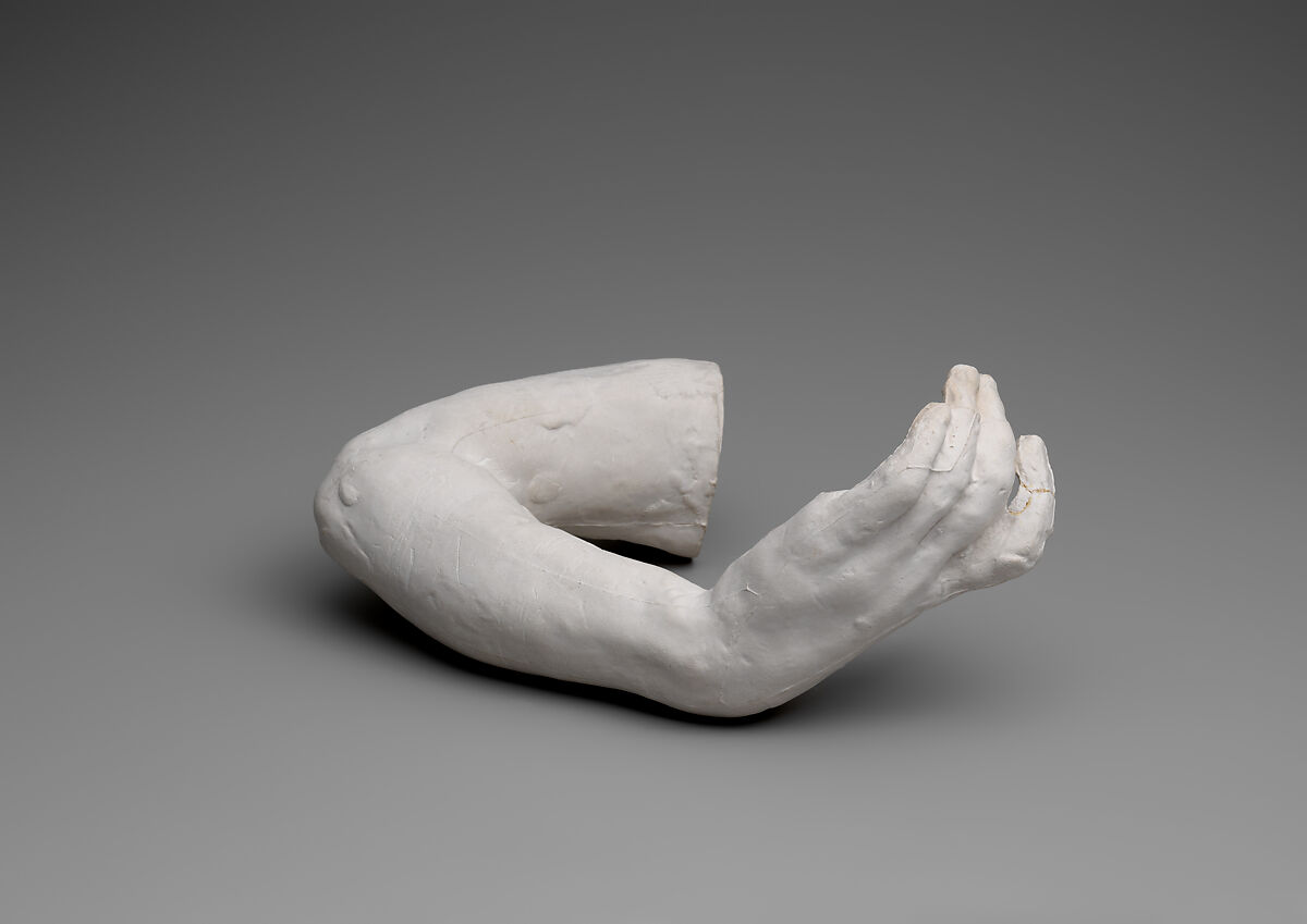 Study of the left hand and arm of Meditation, Auguste Rodin (French, Paris 1840–1917 Meudon), Cast plaster, French