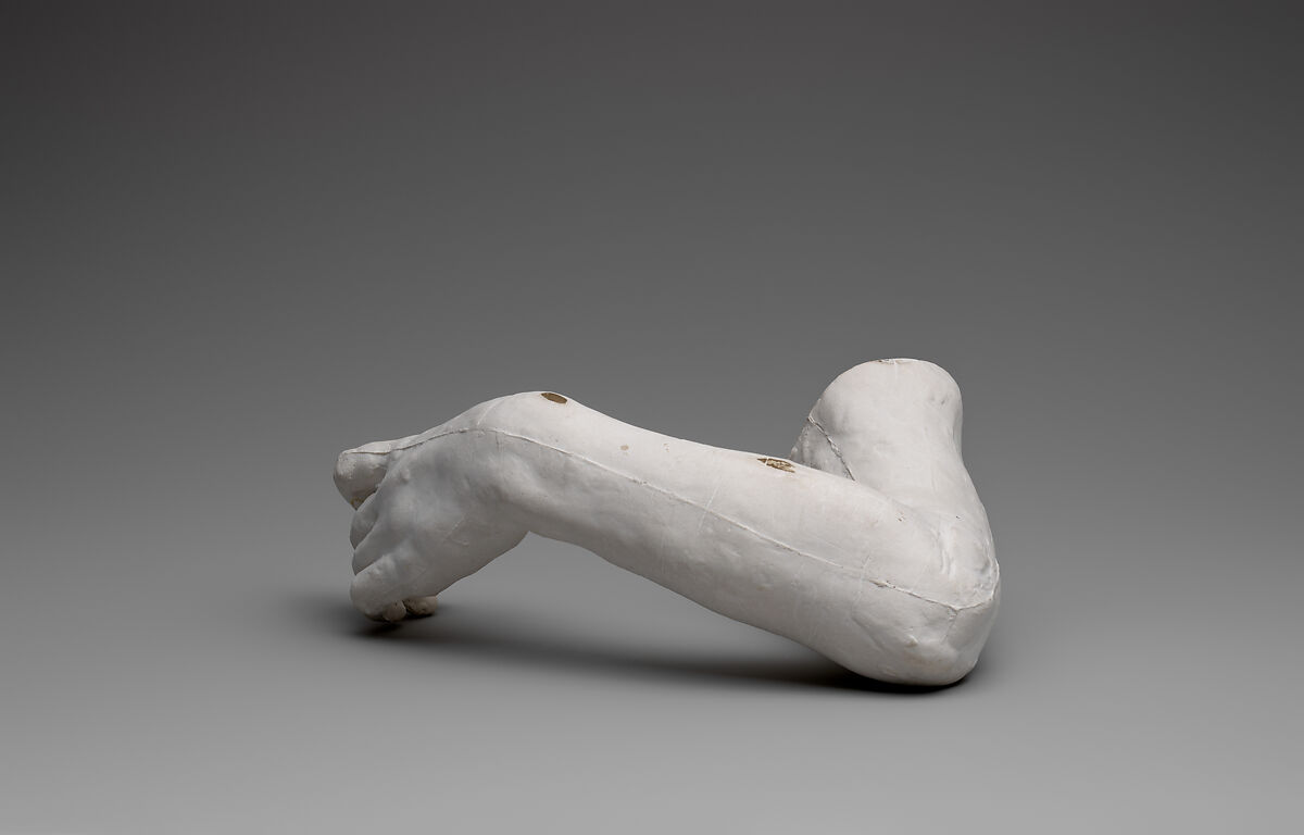 Study of the left hand and arm of Meditation, Auguste Rodin (French, Paris 1840–1917 Meudon), Cast plaster, French