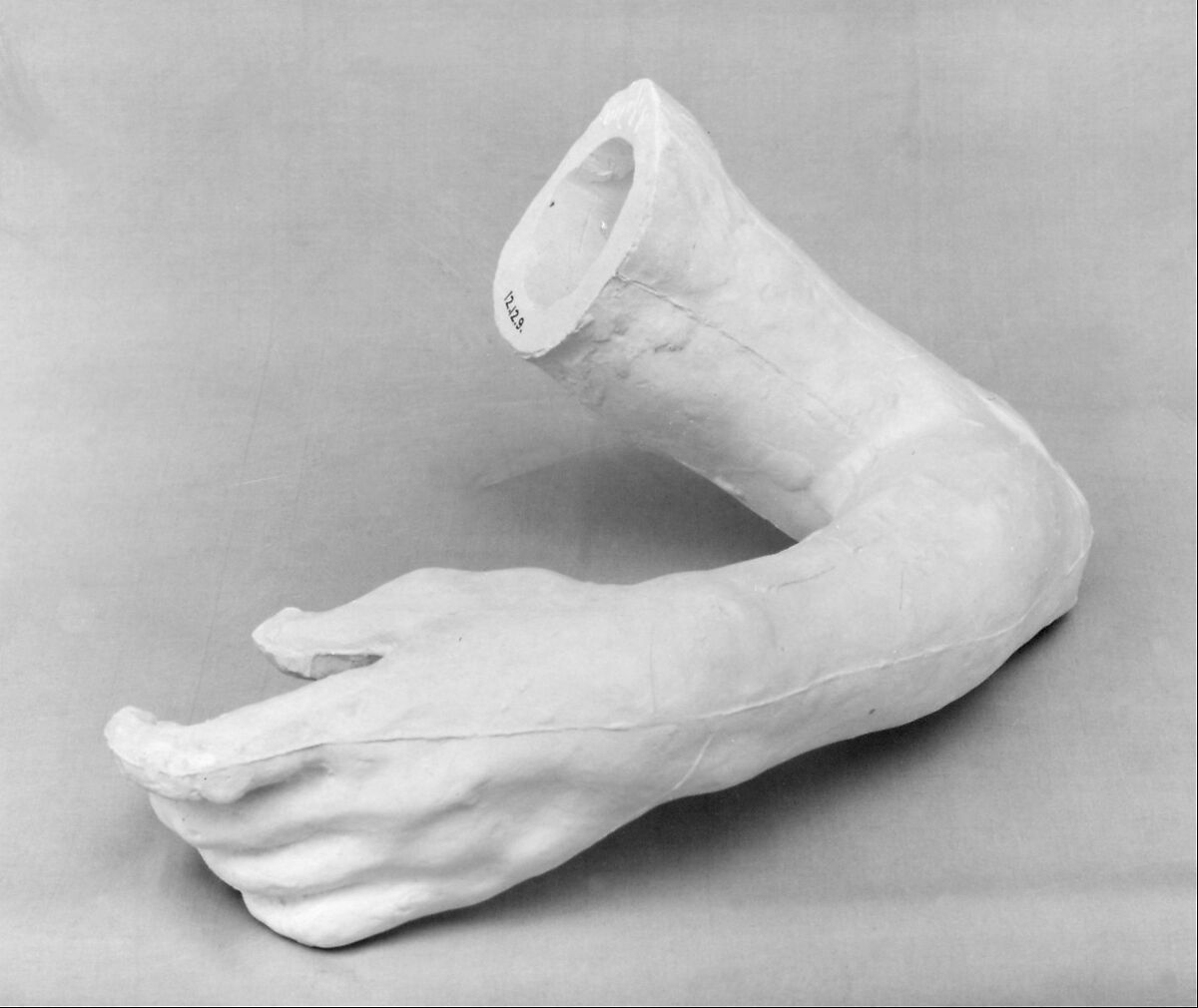 Study of the left hand and arm of Meditation, Auguste Rodin (French, Paris 1840–1917 Meudon), Cast plaster, French