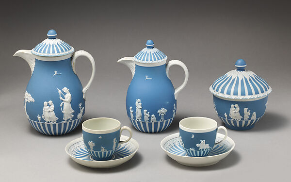 Chocolate pot with cover (part of a set), Josiah Wedgwood and Sons (British, Etruria, Staffordshire, 1759–present), Jasperware, British, Etruria, Staffordshire