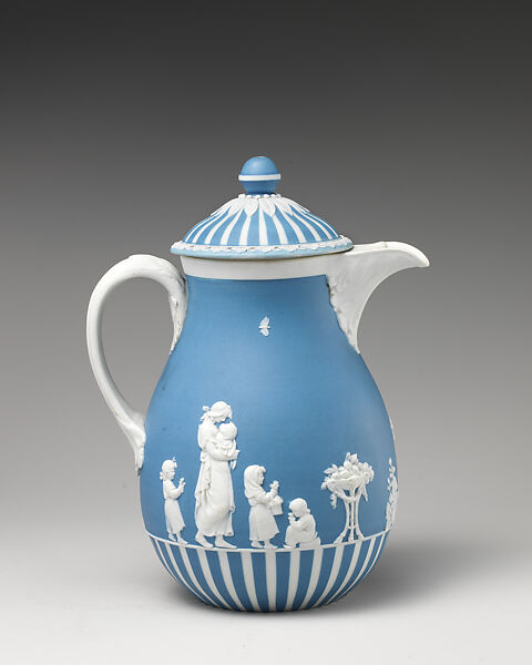 Chocolate pot with cover (part of a set), Josiah Wedgwood and Sons (British, Etruria, Staffordshire, 1759–present), Jasperware, British, Etruria, Staffordshire 