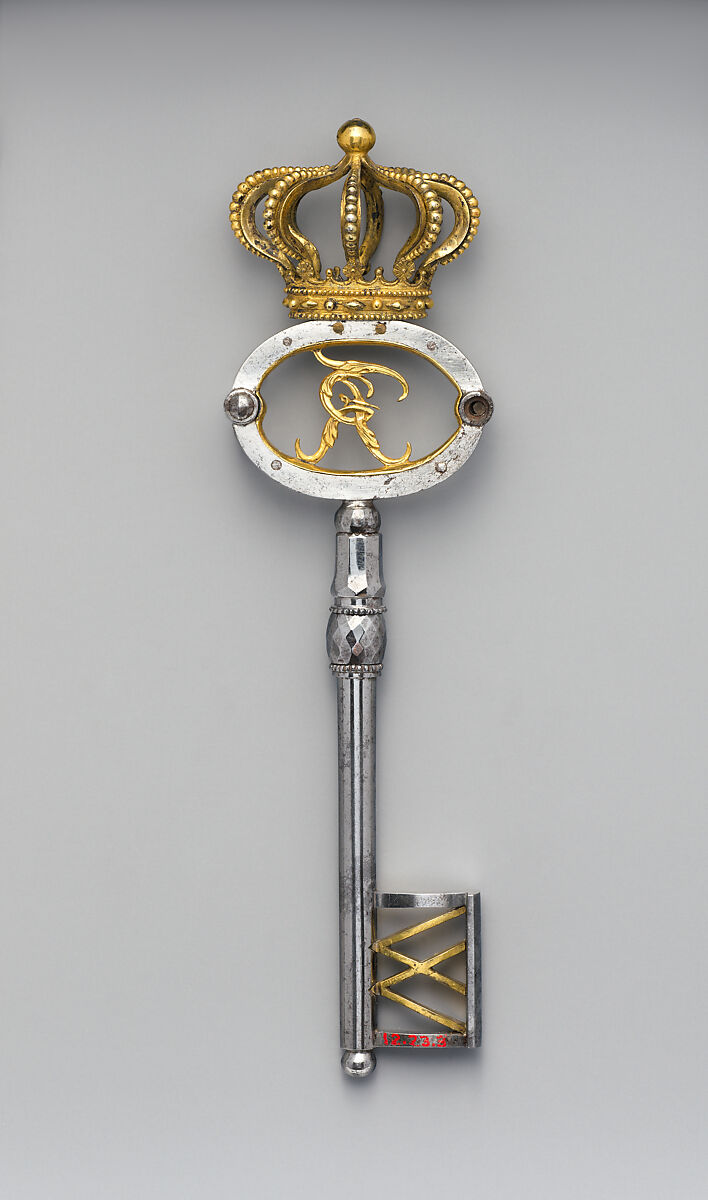 Chamberlain's key, Steel, mercury gilt silver and brass, German