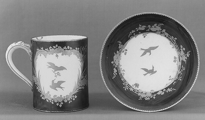 Cup (gobelet litron) and saucer, Vincennes Manufactory (French, ca. 1740–1756), Soft-paste porcelain, French, Vincennes 