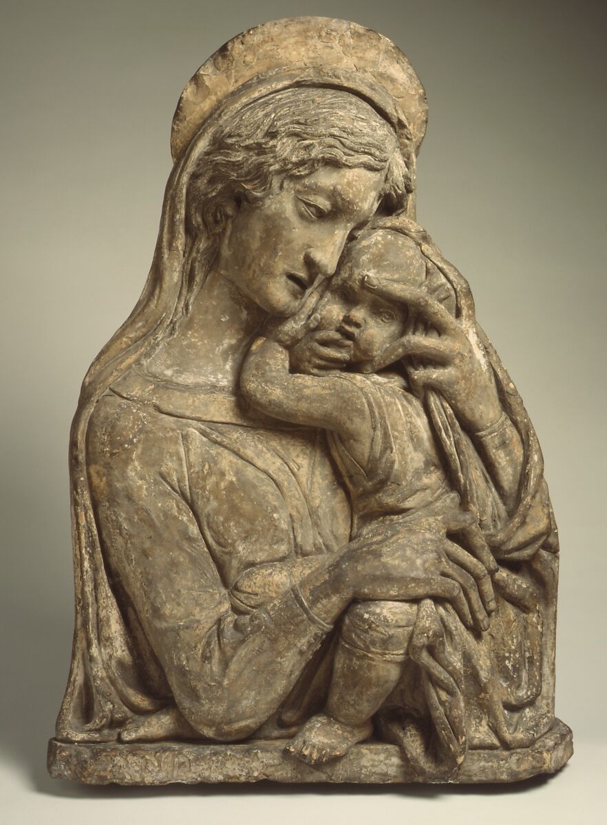 Madonna and Child, After a model by Donatello (Italian, Florence ca. 1386–1466 Florence)  , and made by his Workshop, Terracotta, polychromed, Italian, Florence 