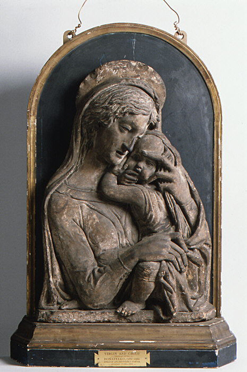 Madonna and Child, After a model by Donatello (Italian, Florence ca. 1386–1466 Florence)  , and made by his Workshop, Terracotta, polychromed, Italian, Florence