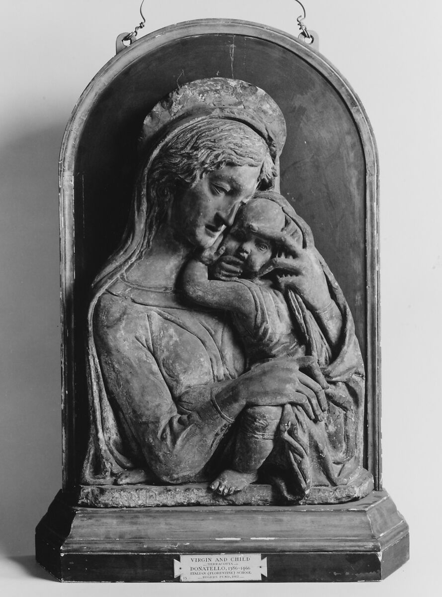 Madonna and Child, After a model by Donatello (Italian, Florence ca. 1386–1466 Florence)  , and made by his Workshop, Terracotta, polychromed, Italian, Florence