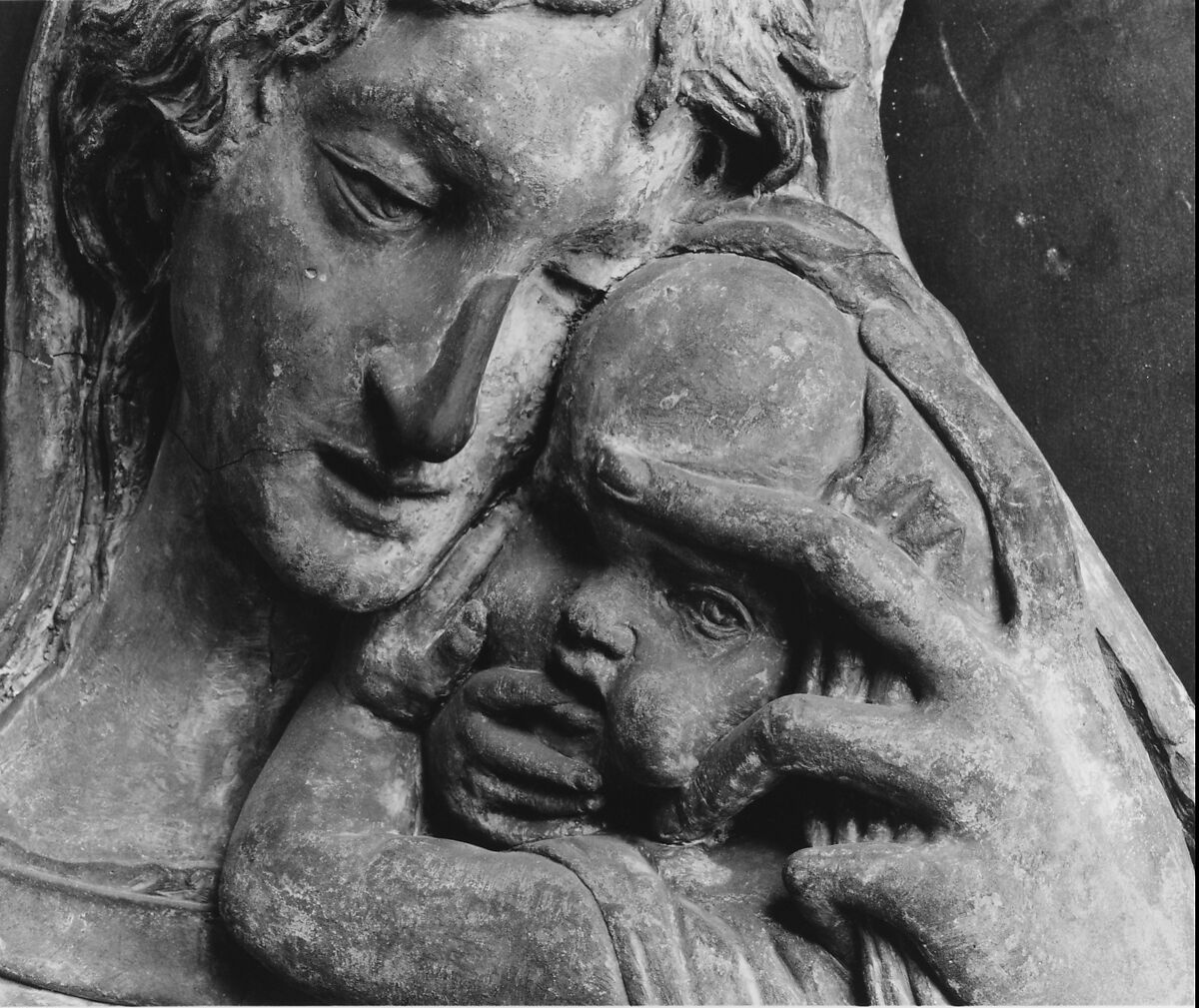 Madonna and Child, After a model by Donatello (Italian, Florence ca. 1386–1466 Florence)  , and made by his Workshop, Terracotta, polychromed, Italian, Florence