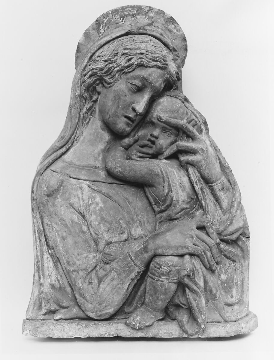 Madonna and Child, After a model by Donatello (Italian, Florence ca. 1386–1466 Florence)  , and made by his Workshop, Terracotta, polychromed, Italian, Florence