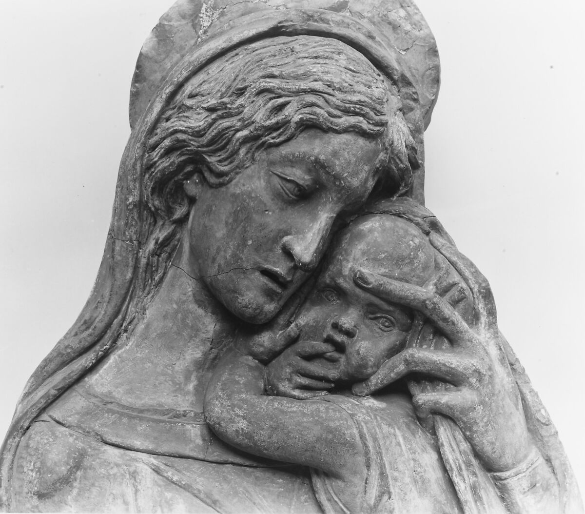 Madonna and Child, After a model by Donatello (Italian, Florence ca. 1386–1466 Florence)  , and made by his Workshop, Terracotta, polychromed, Italian, Florence