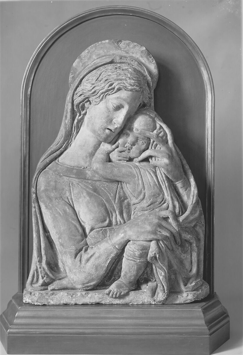 Madonna and Child, After a model by Donatello (Italian, Florence ca. 1386–1466 Florence)  , and made by his Workshop, Terracotta, polychromed, Italian, Florence