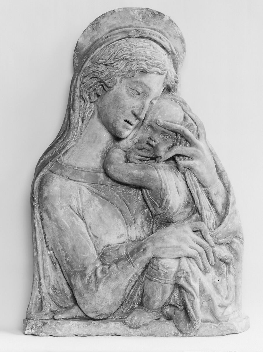Madonna and Child, After a model by Donatello (Italian, Florence ca. 1386–1466 Florence)  , and made by his Workshop, Terracotta, polychromed, Italian, Florence