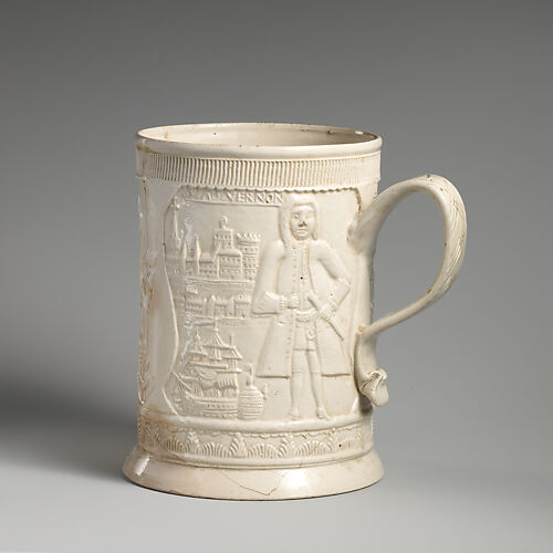 Mug with Admiral Edward Vernon (1684–1757) and the capture of Porto Bello