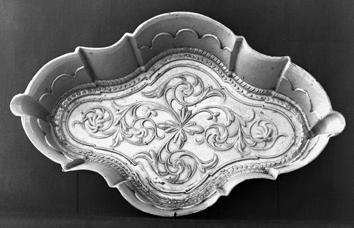 Spoon tray, Salt-glazed stoneware, British, Staffordshire 