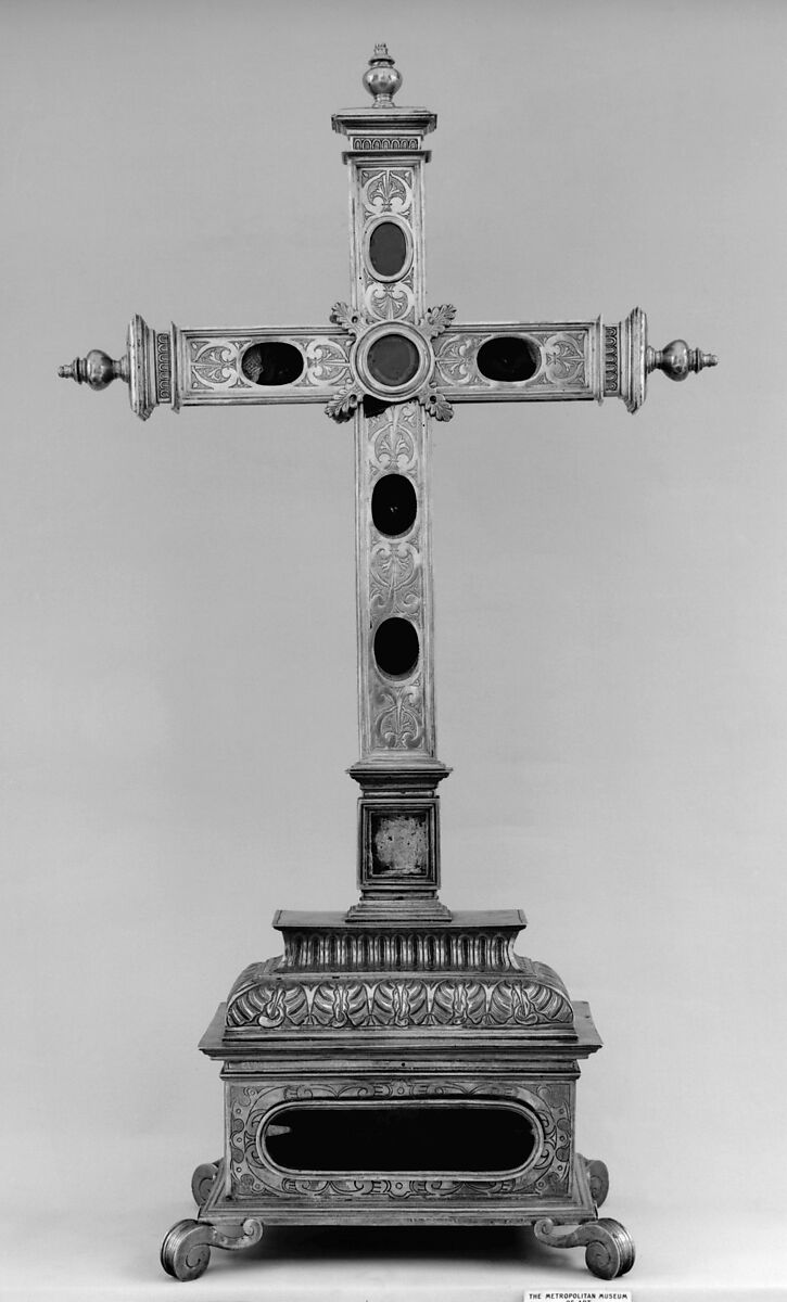 Reliquary cross, Silver gilt, Spanish 