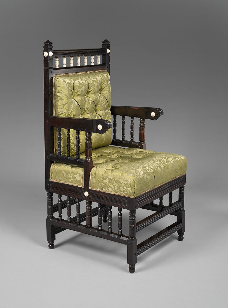 Armchair, Ebony and ivory, American