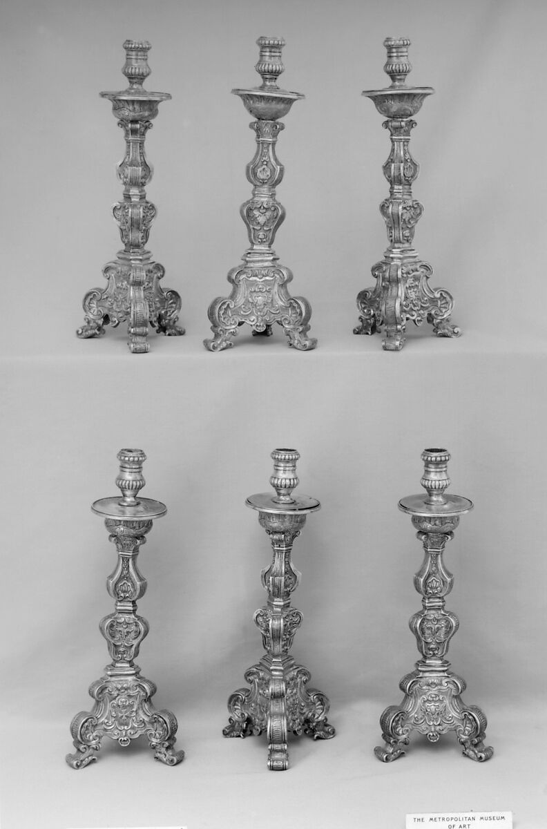 Candlestick (one of a set of six), Silver, Portuguese 