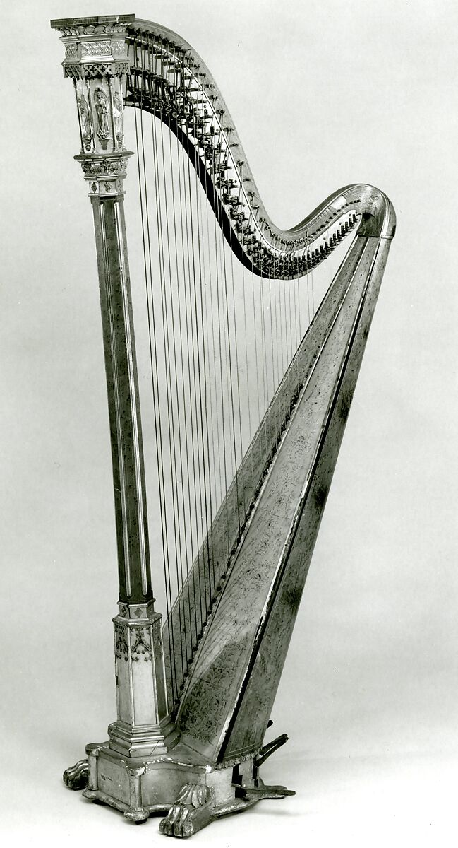 Harp, J. F. Brown &amp; Co., Wood, bronze, and gilt gesso, American 