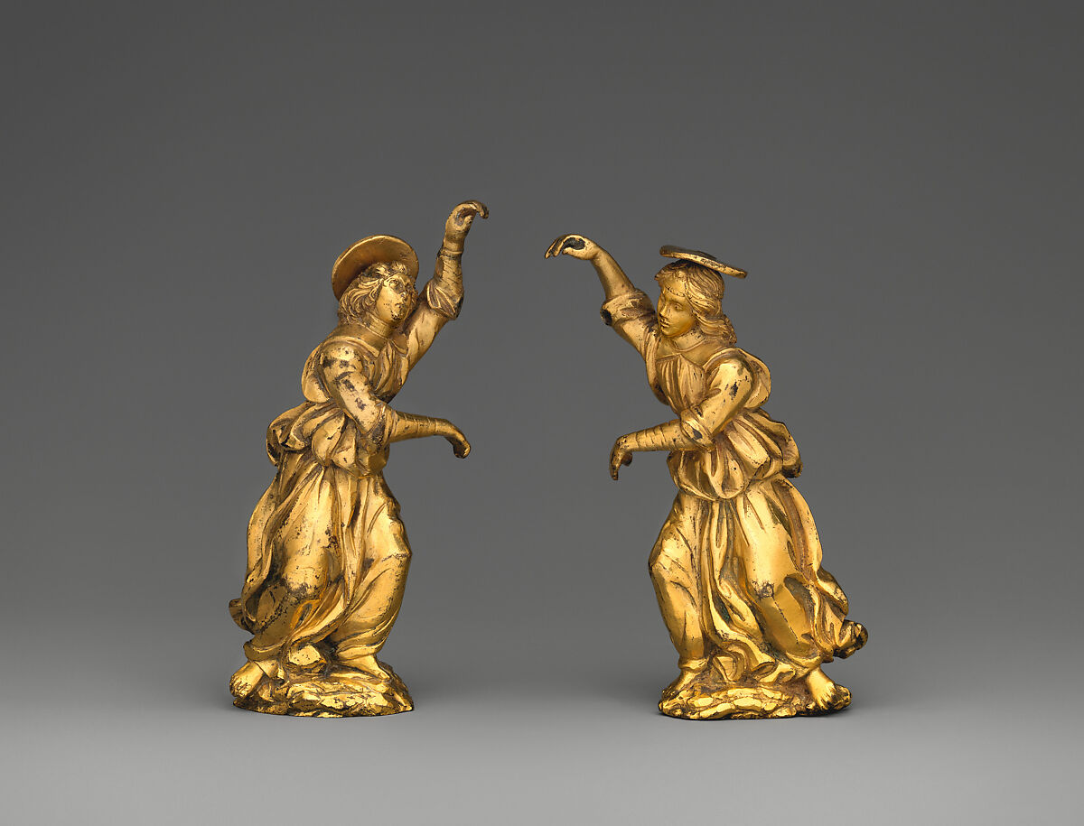 Angel (one of a pair), Bronze, fire-gilt, Italian, probably Florence
