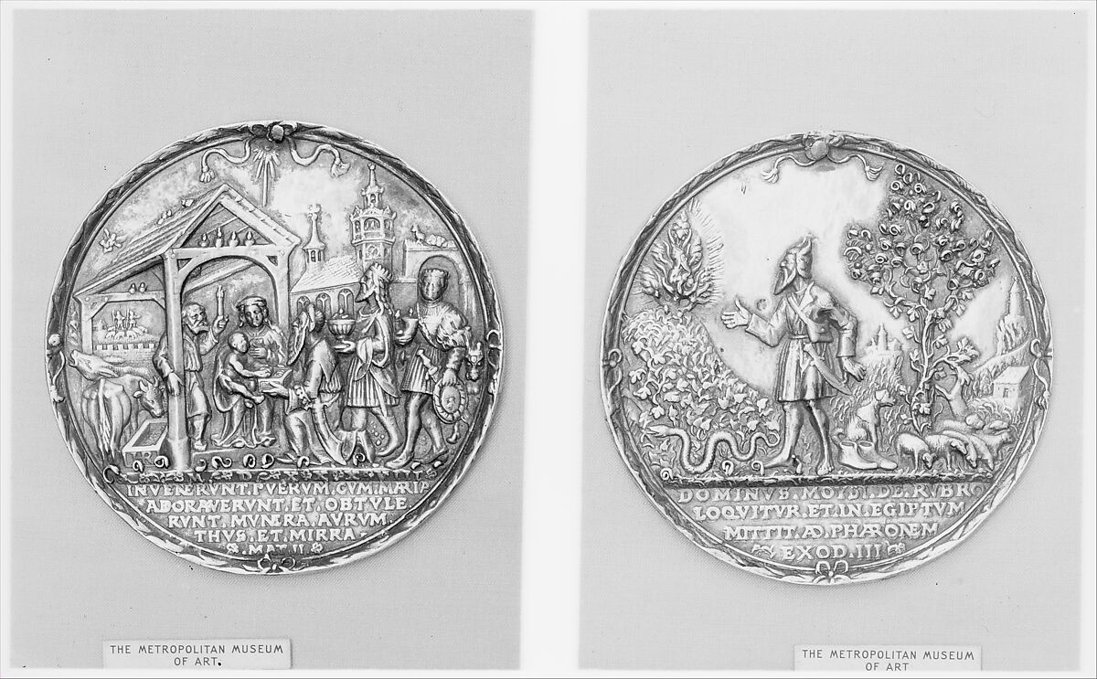 Moses and the Burning Bush and the Coming of the Three Kings, Medalist: Hans Reinhart the Elder (German, Dresden ca. 1510–1581 Leipzig), Silver gilt, German 