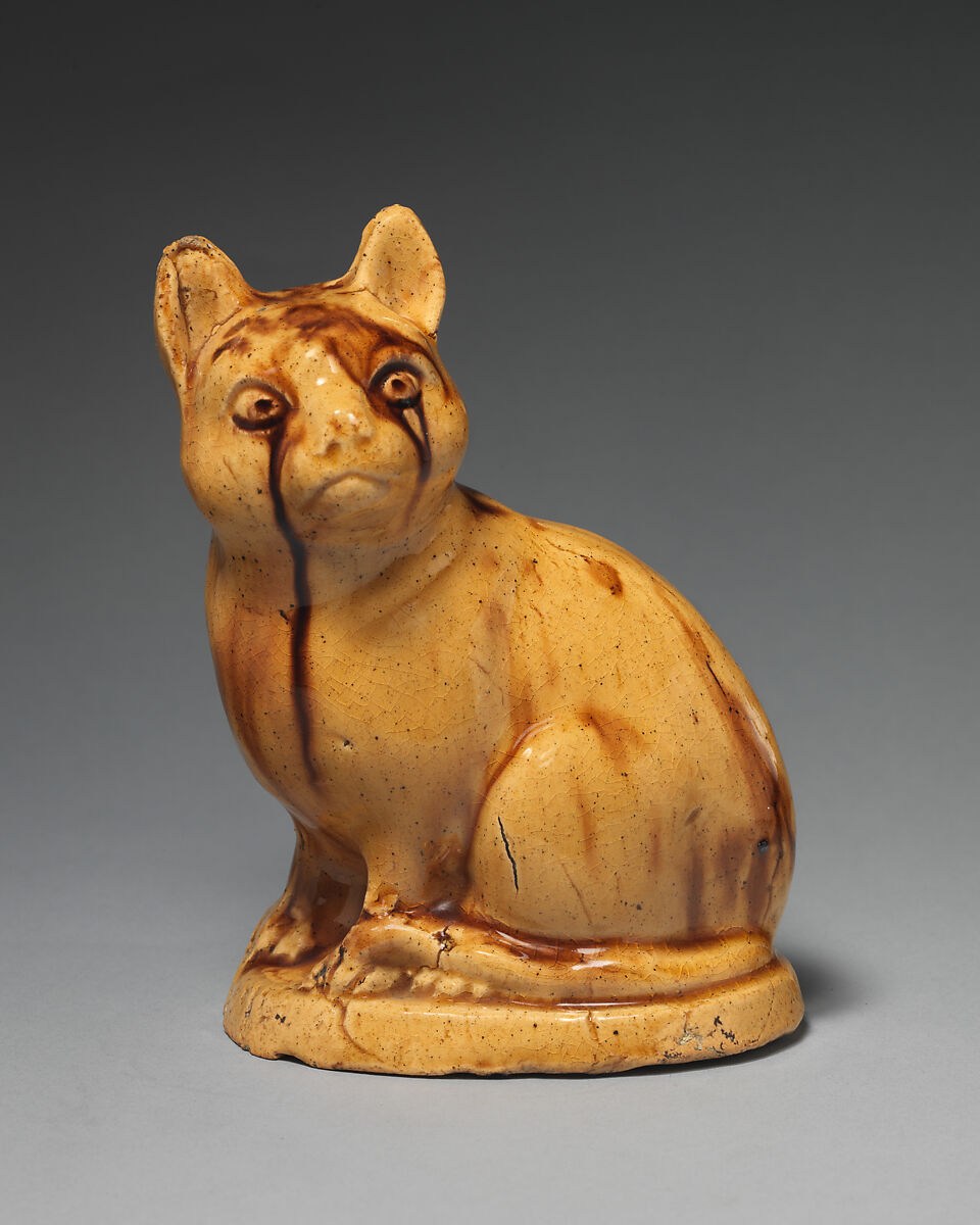 Cat, Lead-glazed earthenware (creamware), British, Staffordshire 