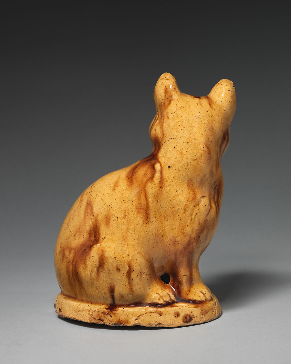 Cat, Lead-glazed earthenware (creamware), British, Staffordshire
