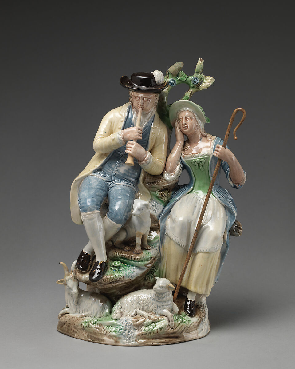 Shepherds, Ralph Wood the Younger (British, Burslem 1748–1795 Burslem), Lead-glazed earthenware, British, Burslem, Staffordshire 