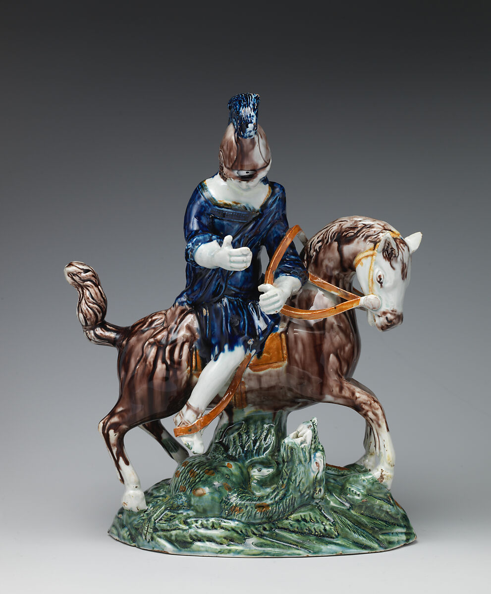 St. George and the Dragon, Style of Whieldon type, Glazed pottery, British 