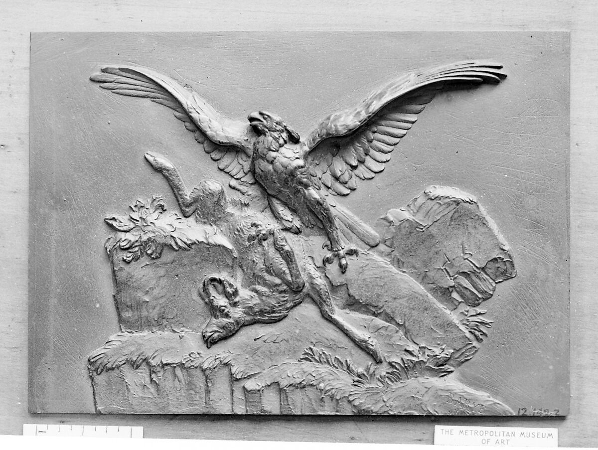 Eagle and Chamois, Antoine-Louis Barye (French, Paris 1795–1875 Paris), Bronze, French 