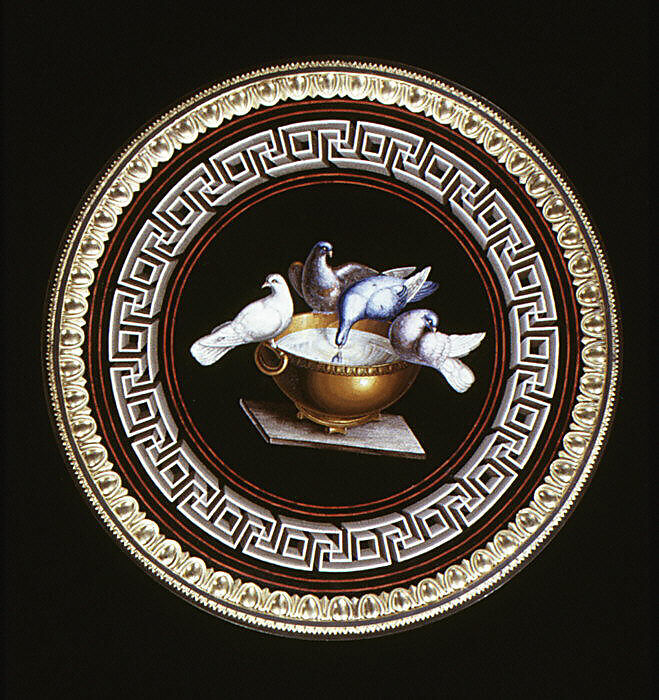 Tripod table, Wood, gilt bronze, mosaic, French