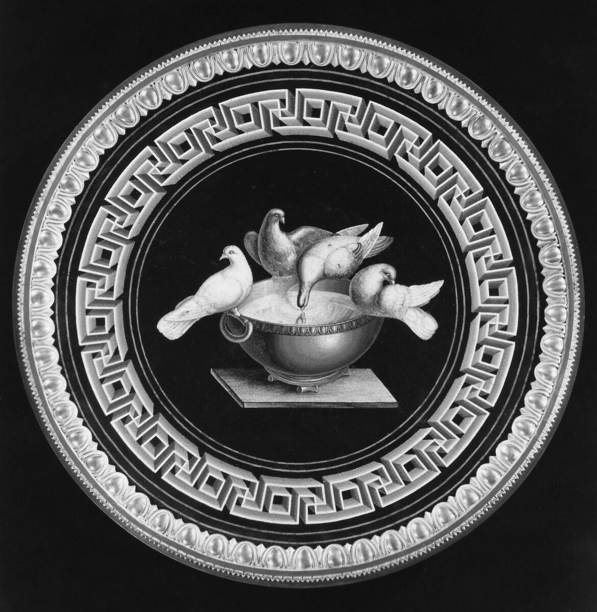 Tripod table, Wood, gilt bronze, mosaic, French