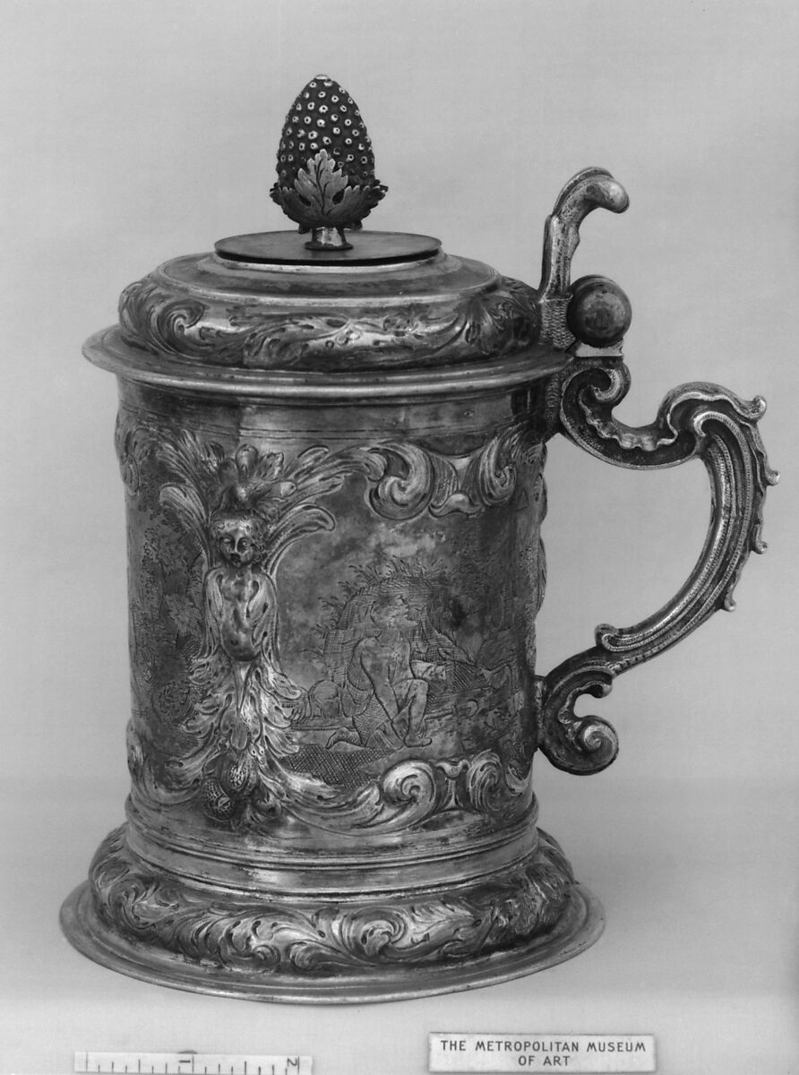 Tankard, Possibly by Johann Christian Bierpfaf (German, 1620–1709), Silver, parcel gilt, Polish, Thorn 