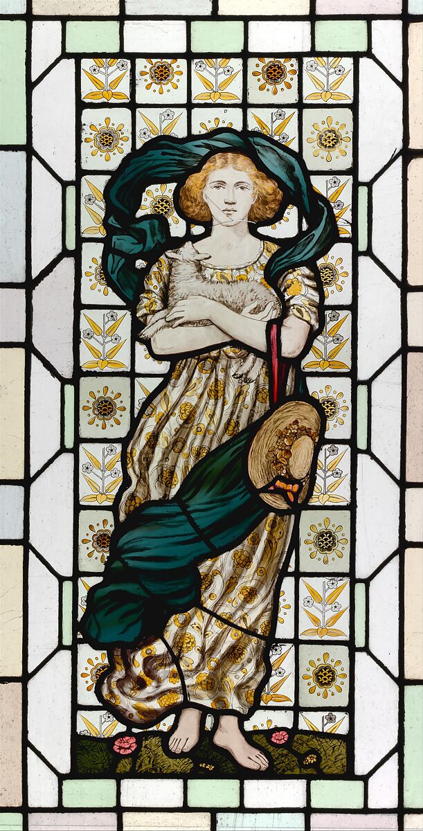 Spring, Daniel Cottier (British, Glasgow, Scotland 1838–1891 Jacksonville, Florida), Leaded and stained glass, American 