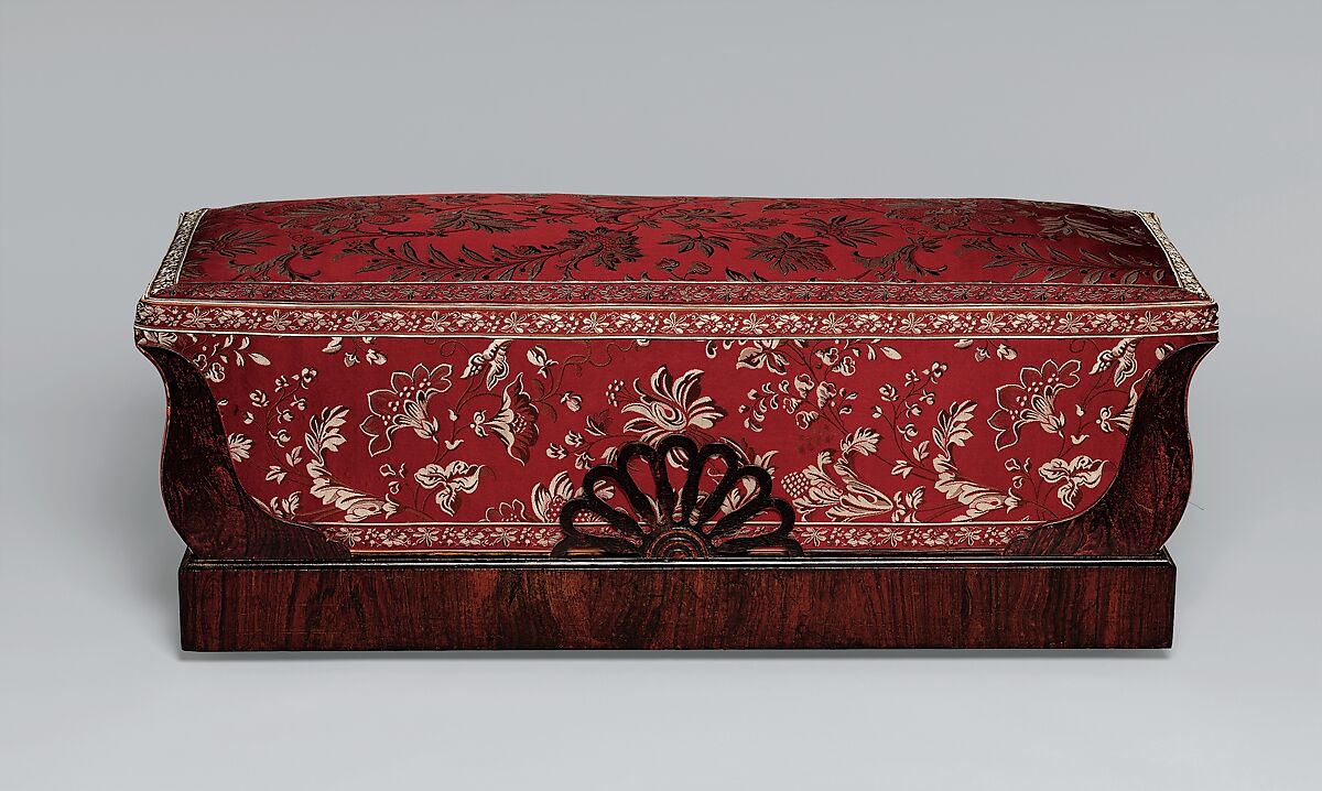 Window Seat, D. Phyfe &amp; Son (1840–1847), Rosewood veneer; pine, yellow poplar (secondary woods); reproduction upholstery with original upholstery foundation, American