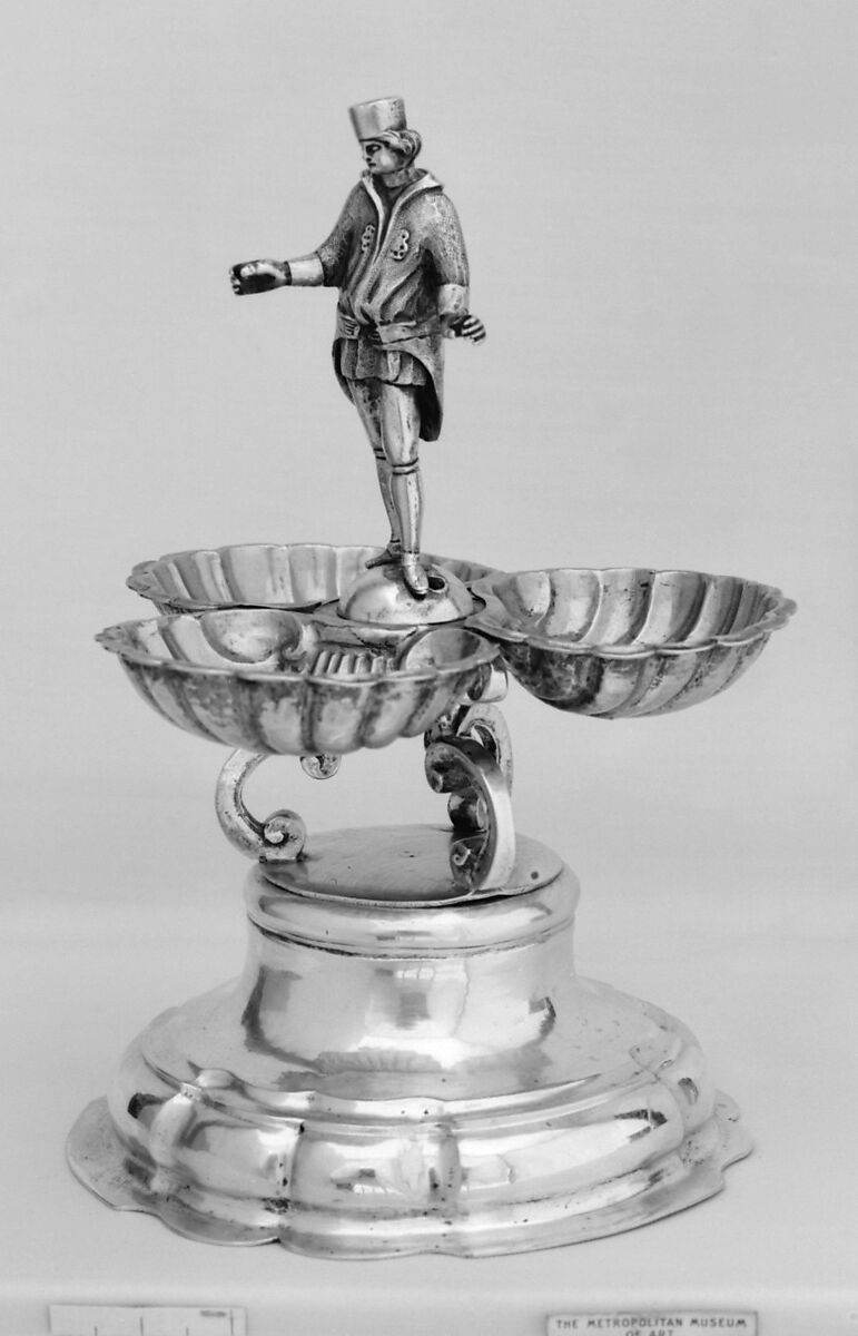 Saltcellar, Silver, gilt lining, German 